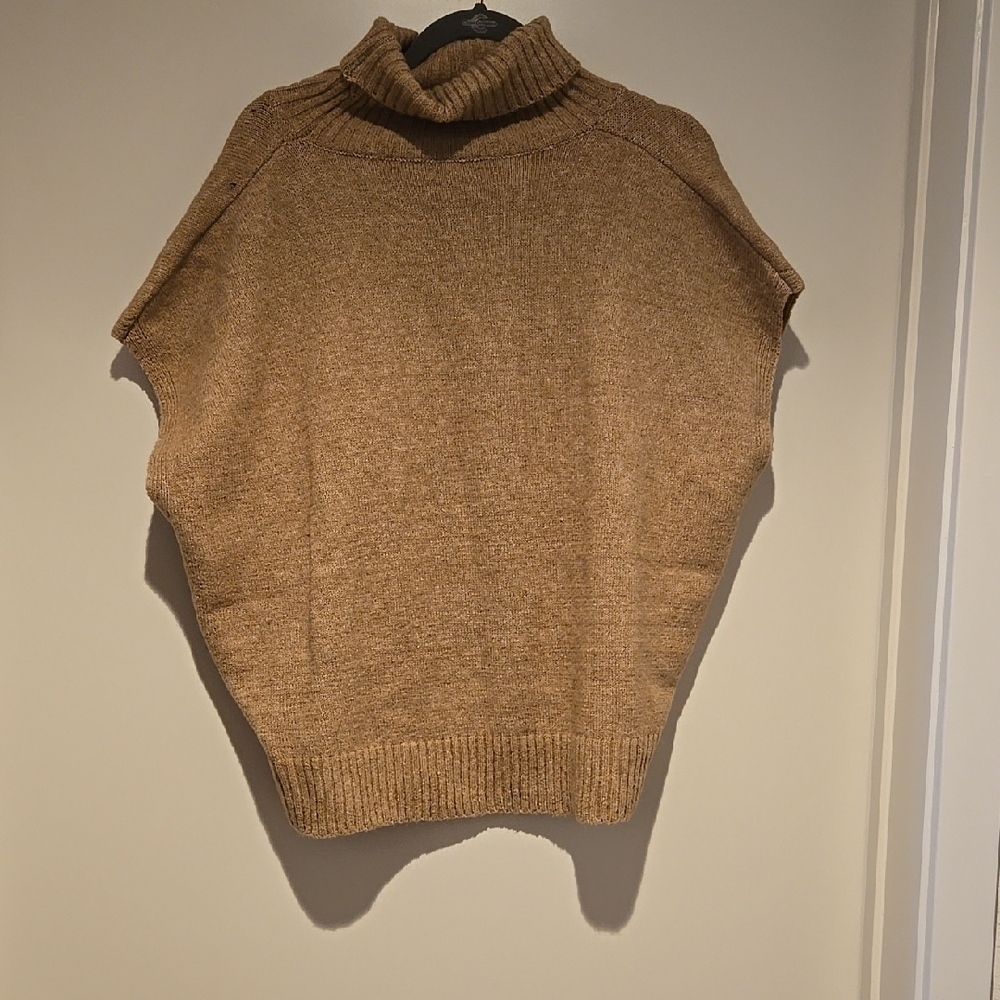 Cozy Tan Turtleneck Sweater Vest